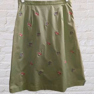 Green Fish Embroidered Skirt